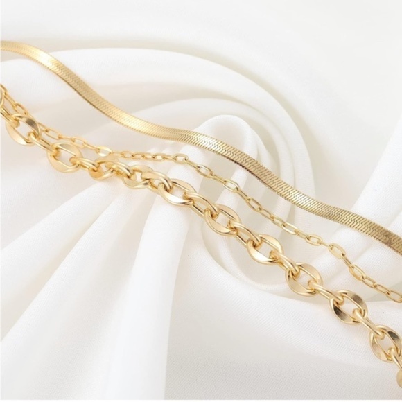 Gold 14k Gold Plated Snake Chain Layered Bracelet - Picture 3 of 3